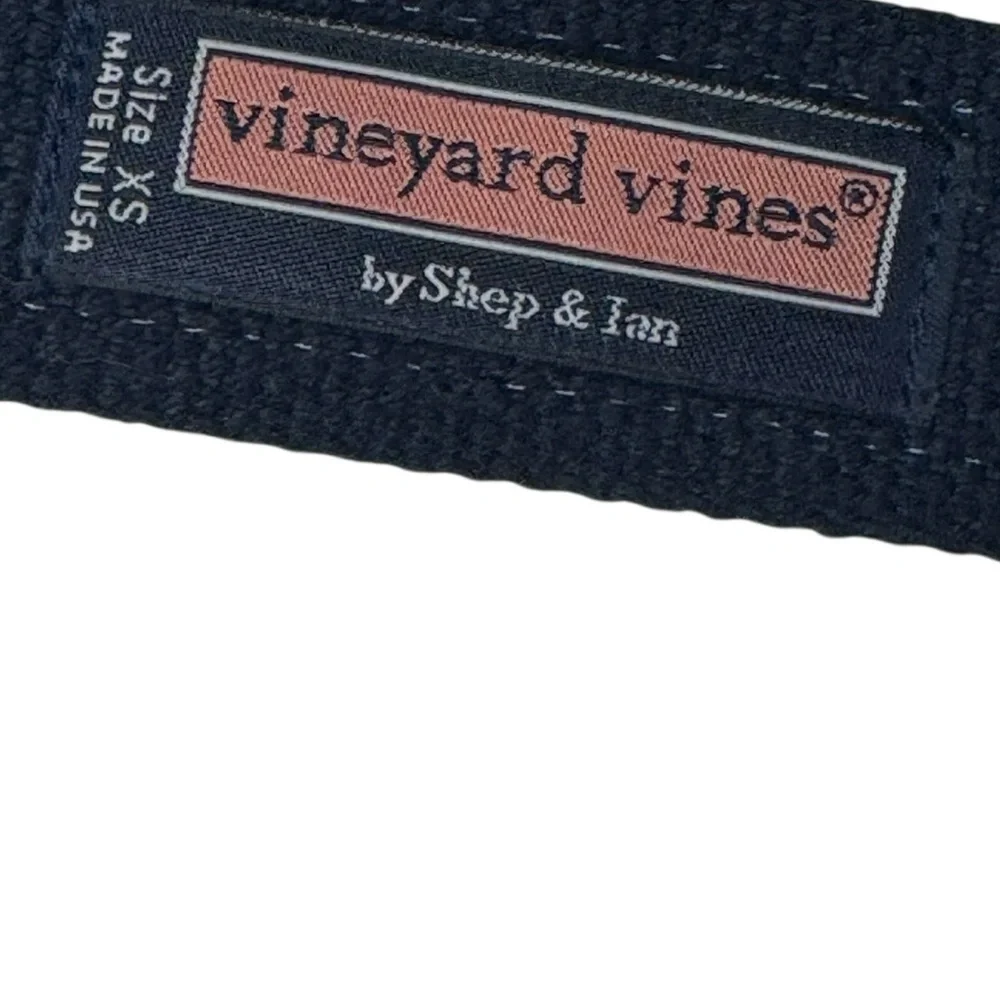 Vineyard Vines Kids patchwork belt; navy canvas double loop‎ buckle, size: XS